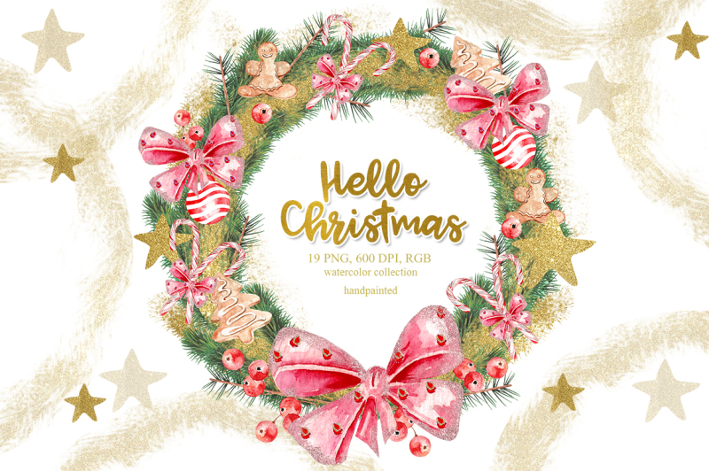 watercolor-christmas-gold-wreath