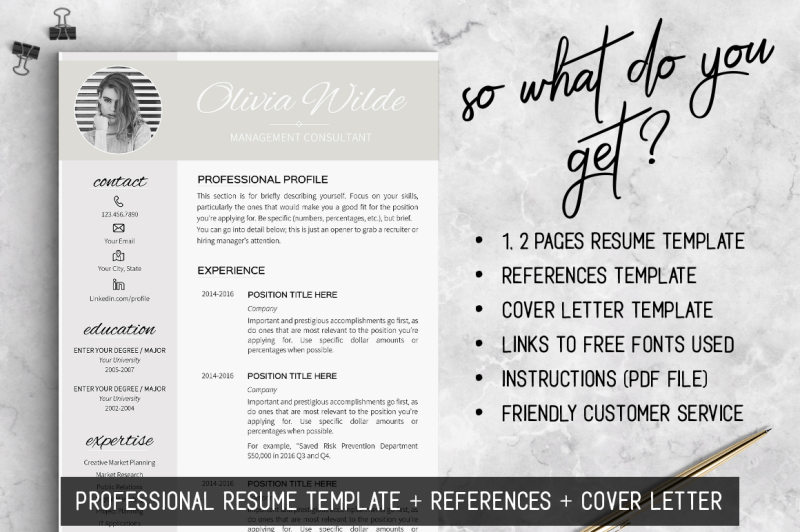 resume-template-instant-download-modern-resume-cv-template