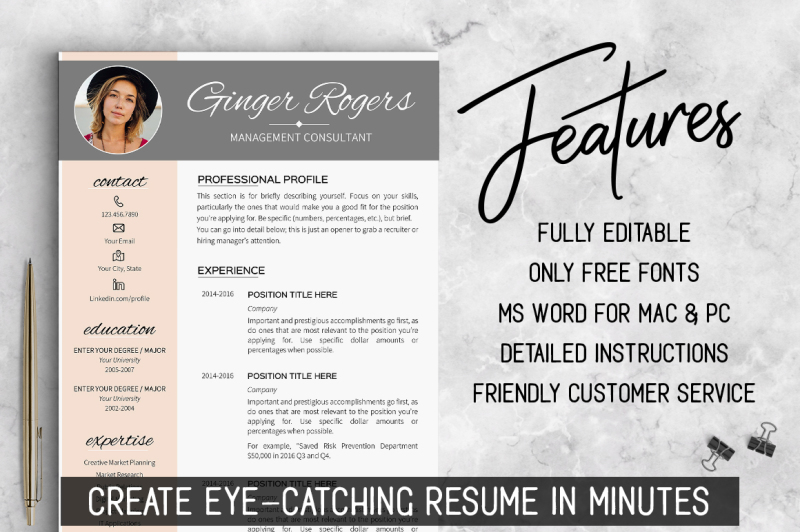 feminine-resume-template-instant-download-modern-resume