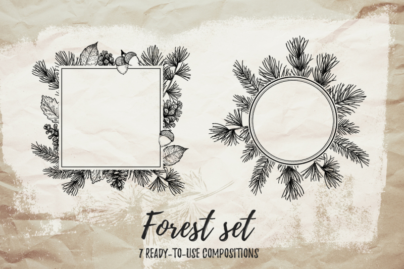 sketch-forest-set-pine-branches
