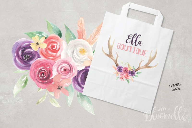 antler-flowers-watercolor-9-arrangement-bouquets-deer-florals-roses
