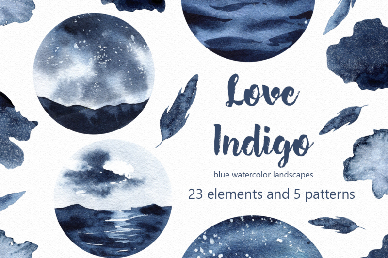 love-indigo-watercolor-clipart