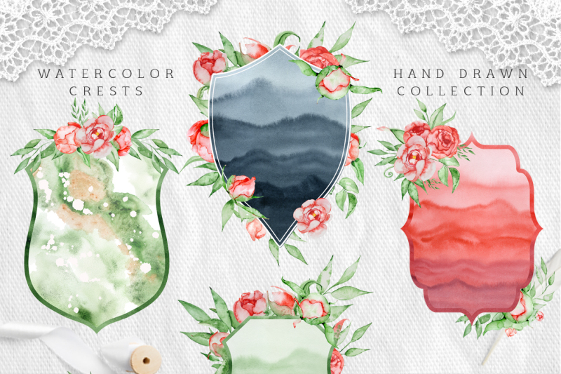 watercolor-floral-crests-frames