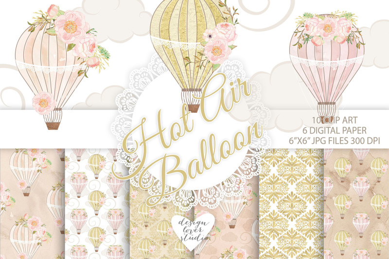 watercolor-hot-air-balloon-flowers-digital-paper-balloon-pattern-damask-pattern-seamless-pattern-repeatable-digital-paper