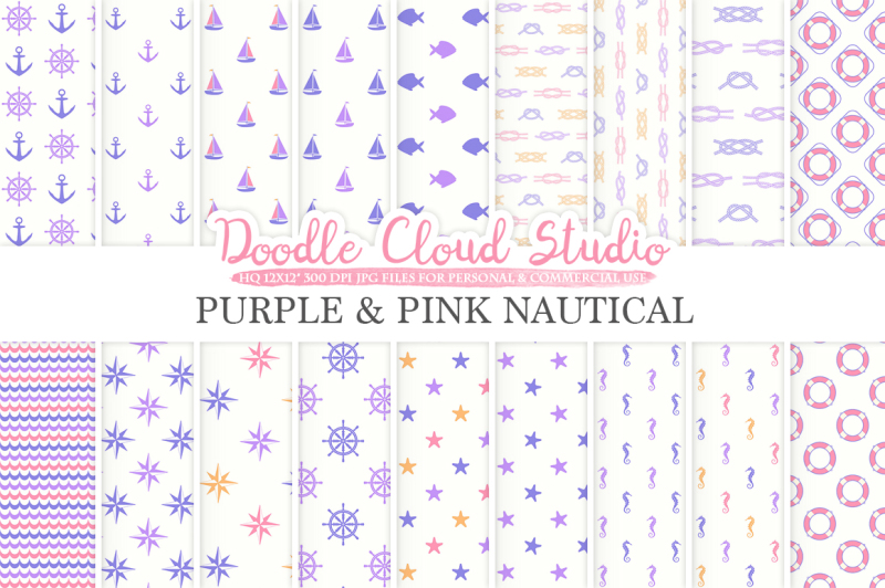 purple-and-pink-nautical-digital-paper-sea-patterns