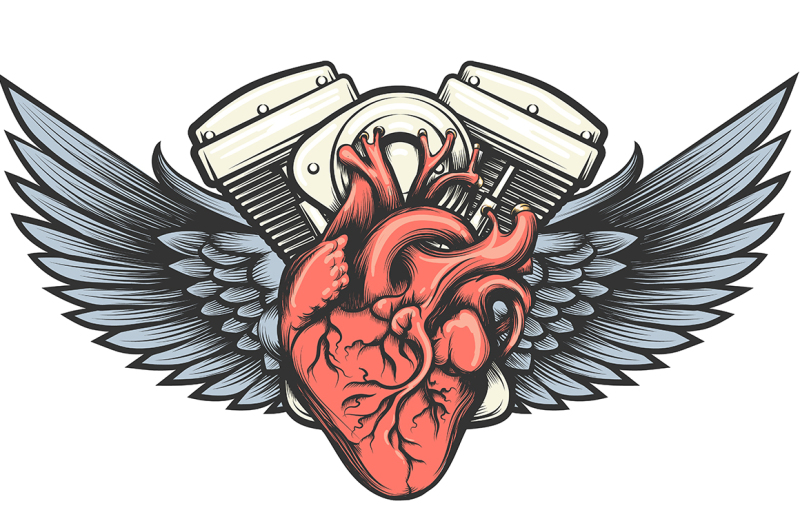 motorcycle-engine-with-wings-tatoo-label-vector-illustration