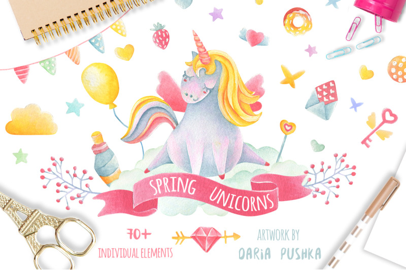 spring-watercolor-unicors-collection