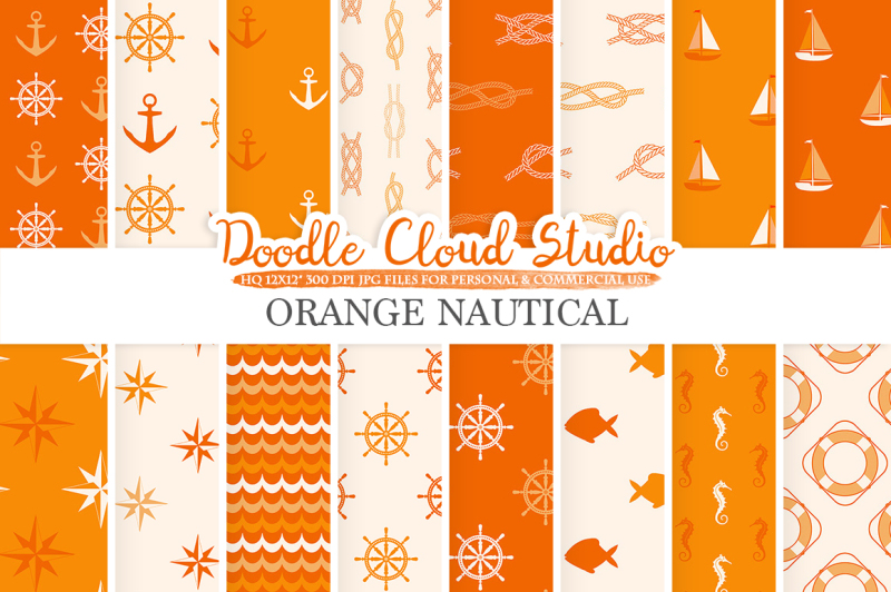orange-nautical-digital-paper-sea-patterns