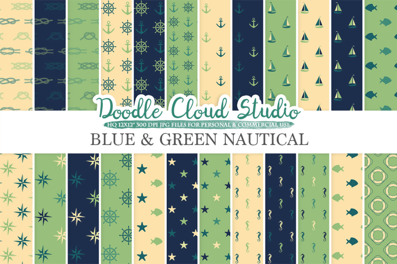blue-and-green-nautical-digital-paper