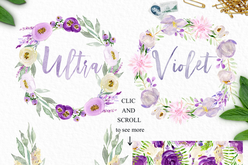ultra-violet-watercolour-flowers-digital-clipart-hand-drawn-soft-purp