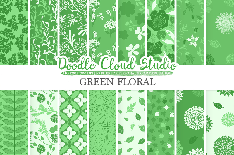 dark-green-floral-digital-paper-floral-patterns