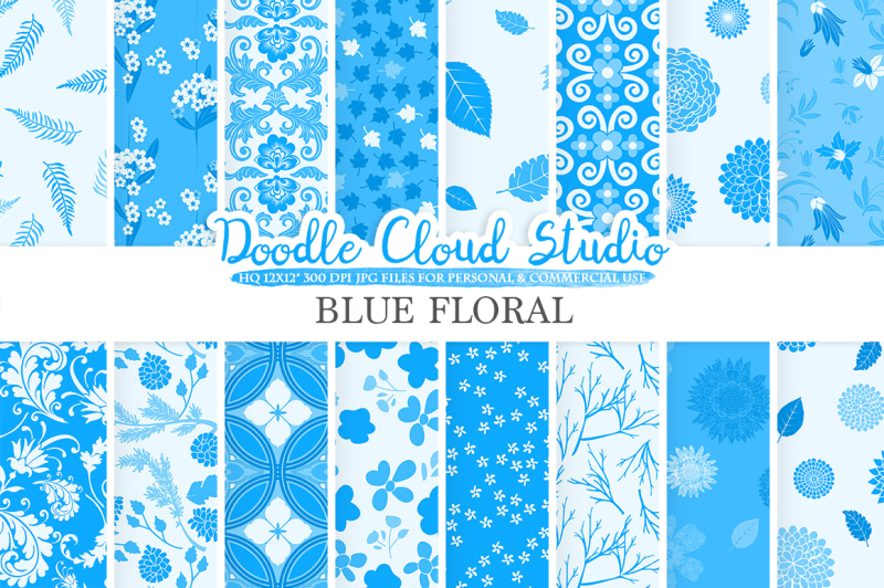 blue-floral-digital-paper-blue-floral-patterns