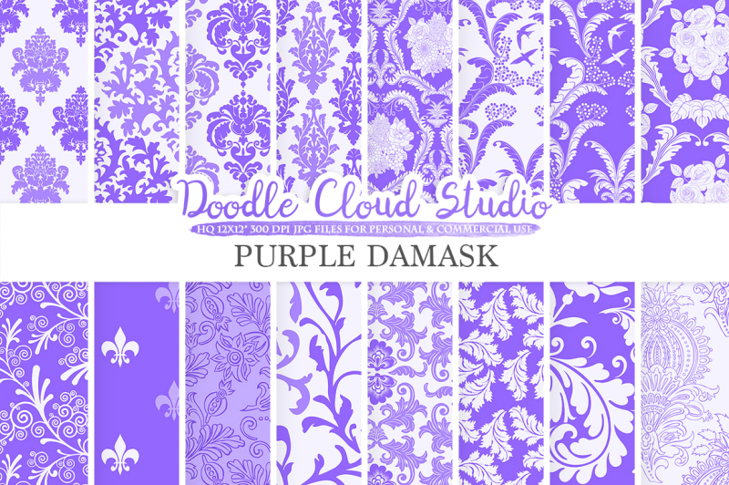 purple-damask-digital-paper-swirls-patterns