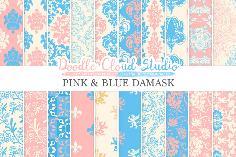 pink-and-blue-damask-digital-paper-swirls-patterns