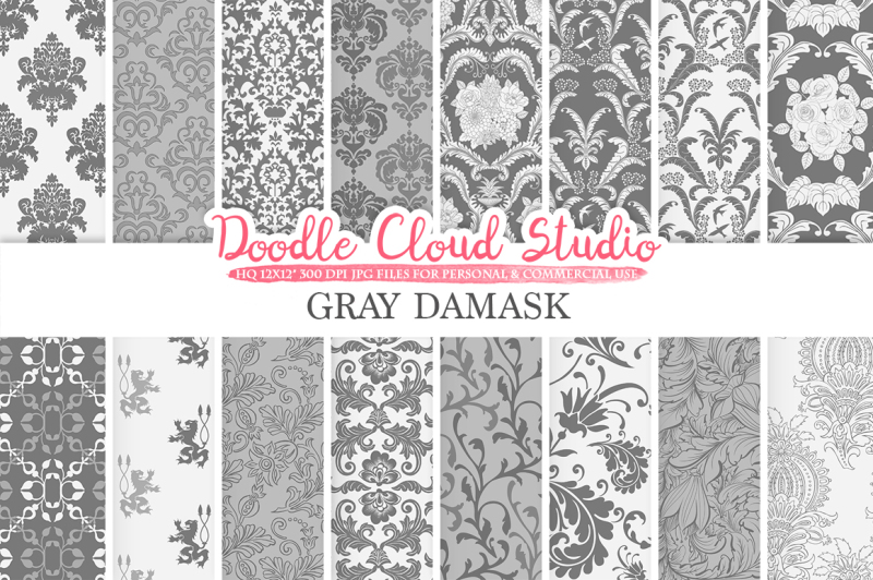 gray-damask-digital-paper-grey-floral-damask-patterns