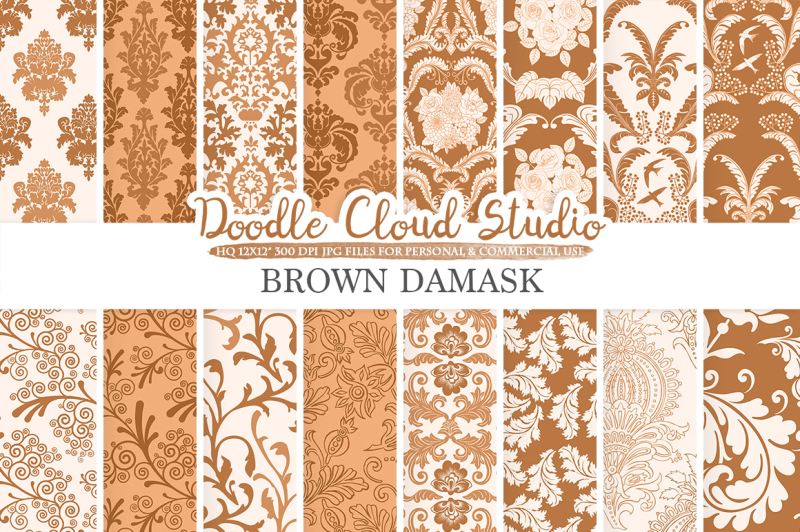 brown-damask-digital-paper-swirls-floreal-damask-patterns