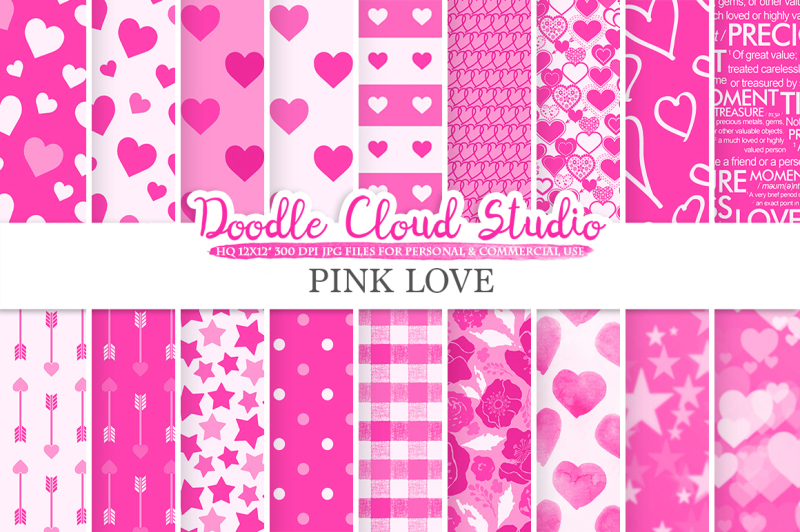 pink-romantic-digital-paper-valentine-s-day-love-hot-pink-patterns