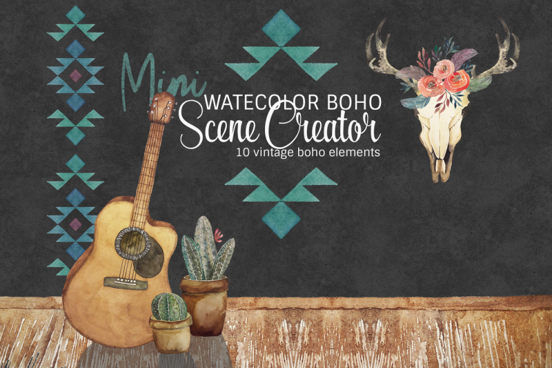 mini-watercolor-boho-scene-creator