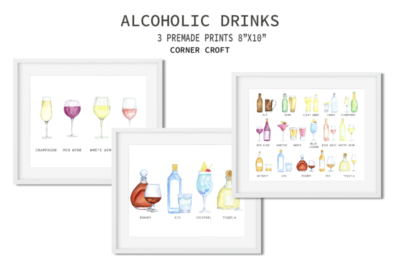 watercolor-alcoholic-drinks-illustration