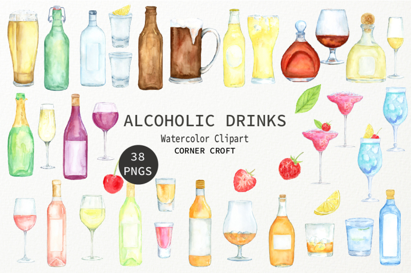 watercolor-alcoholic-drinks-illustration
