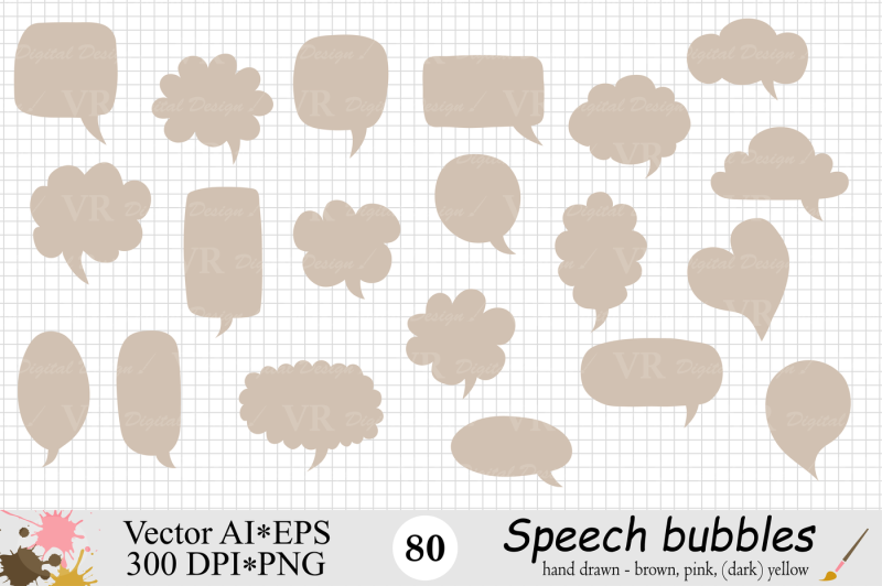 speech-bubbles-clipart-chat-bubbles-brown-pink-yellow-vector
