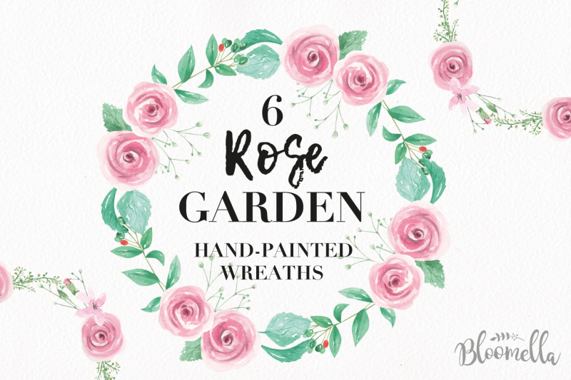 watercolor-pink-rose-wedding-wreaths-pretty-garlands-clipart