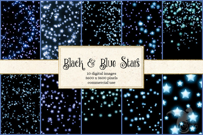 black-and-blue-stars-digital-paper