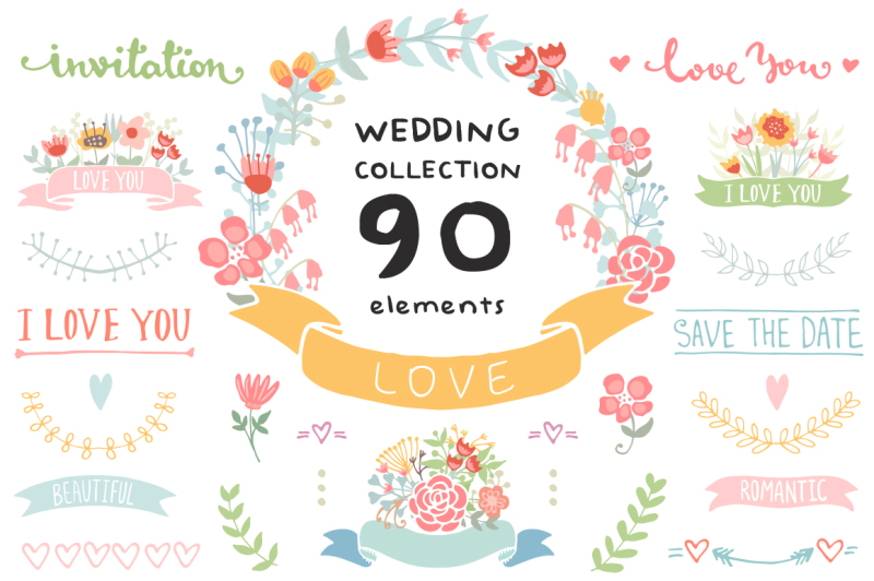 wedding-floral-elements-romantic-set