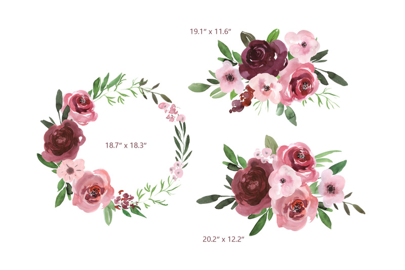 watercolor-pink-amp-burgundy-flowers