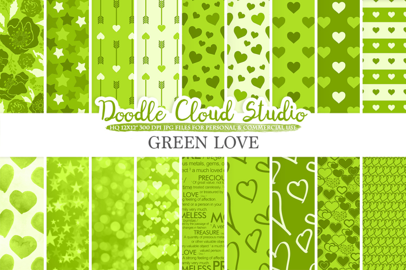 green-romantic-digital-paper-valentine-s-day-patterns