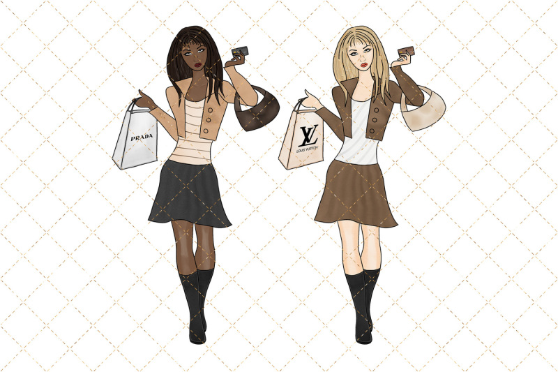 shopping-girl-watercolor-clipart