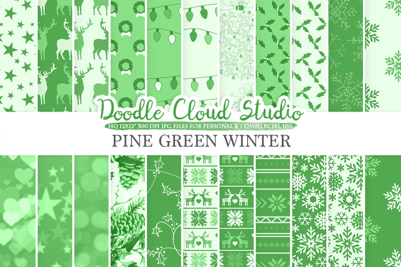 pine-green-winter-digital-paper-christmas-holiday-patterns