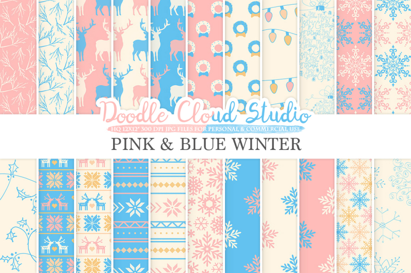 pink-and-blue-winter-digital-paper-christmas-holiday-patterns