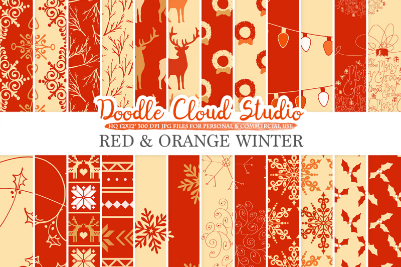 red-and-orange-winter-digital-paper-red-and-gold-holiday-patterns