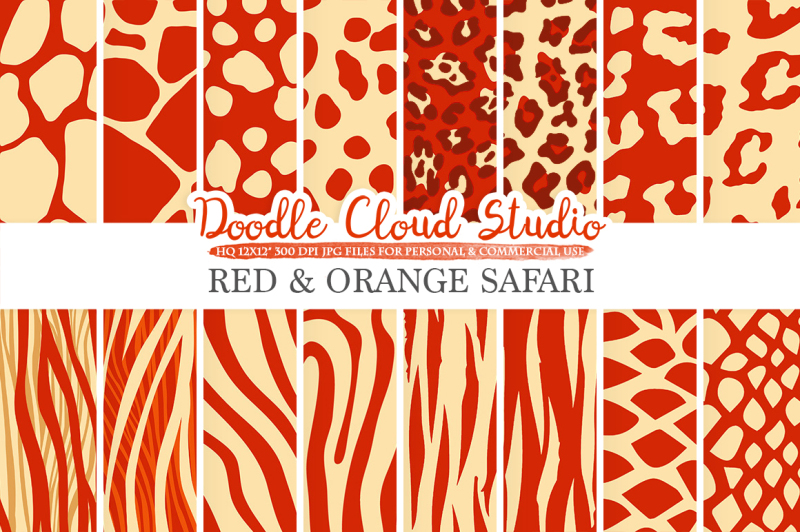red-and-orange-animal-safari-digital-paper-fur-patterns