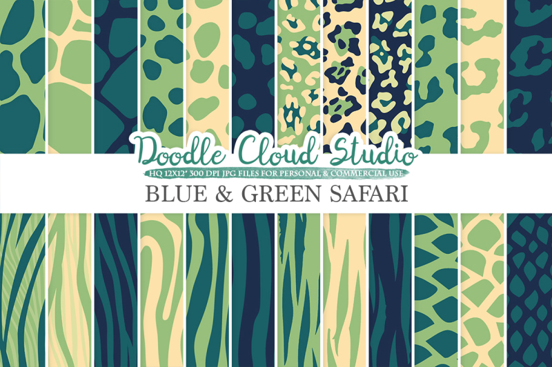 blue-and-green-animal-safari-digital-paper-animal-hide-fur-patterns