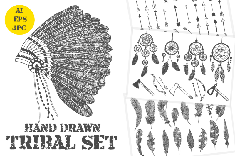 hand-drawn-tribal-elements-set