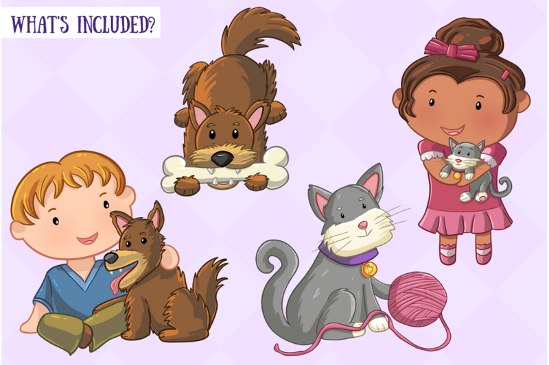 kids-with-pets-clip-art-collection