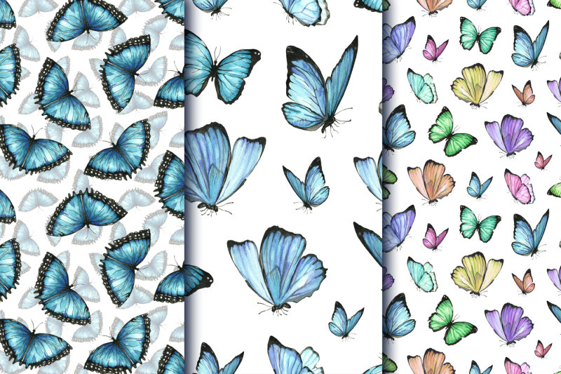 set-of-watercolor-blue-butterflies