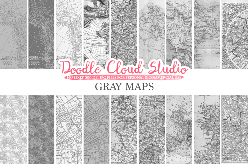 gray-maps-digital-paper-vintage-map-textures