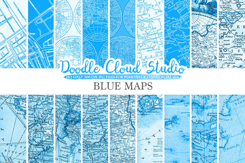blue-vintage-maps-digital-paper-map-textures