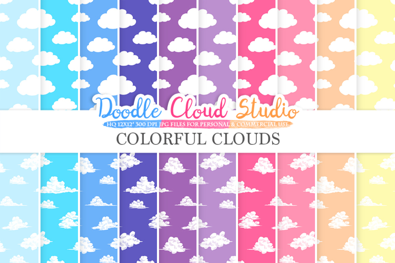 2-sets-of-colorful-clouds-digital-paper-colorful-cloud-patterns