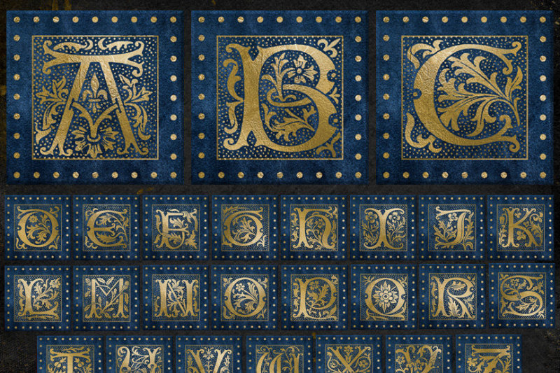 blue-gilded-alphabet