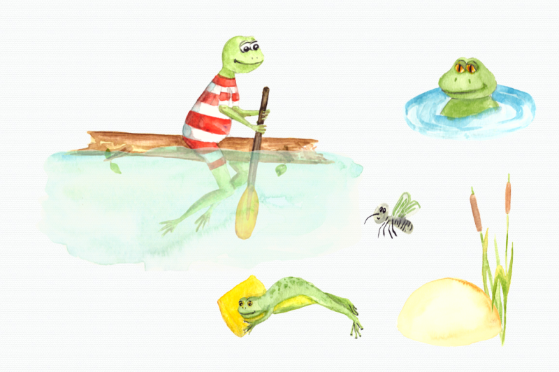 watercolor-frogs-clip-art-set