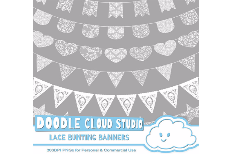 18-white-lace-burlap-bunting-banners-cliparts