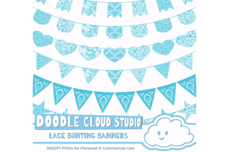 turquoise-lace-burlap-bunting-banners-cliparts
