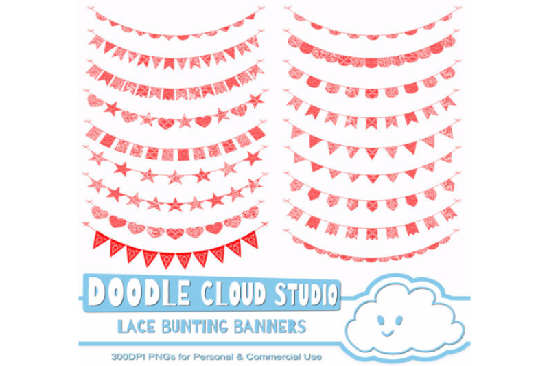 red-lace-burlap-bunting-banners-cliparts