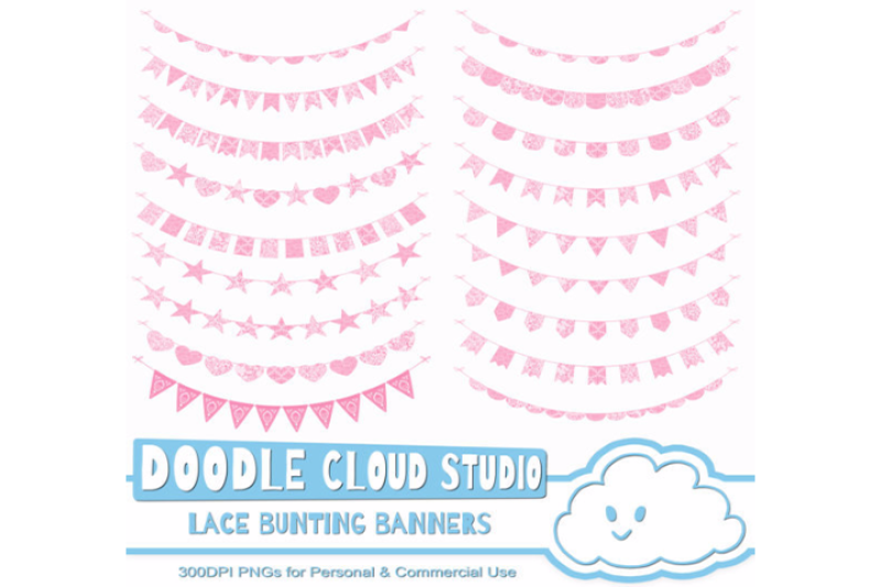 pink-lace-burlap-bunting-banners-cliparts-multiple-lace-texture