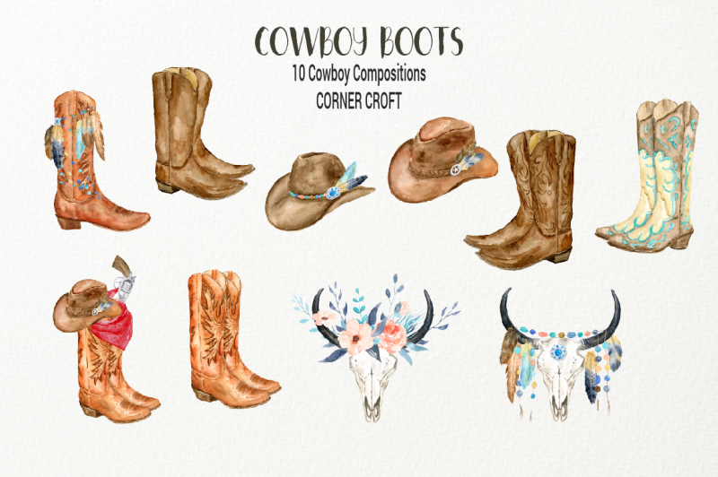 watercolor-cowboy-boots-collection