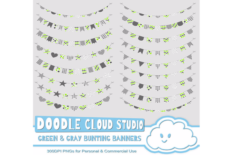 green-and-gray-patterns-bunting-banners-cliparts-pack-pattered-flags